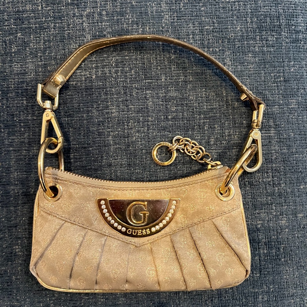 Guess Metallic Gold Mini Shoulder Bag with G Logo